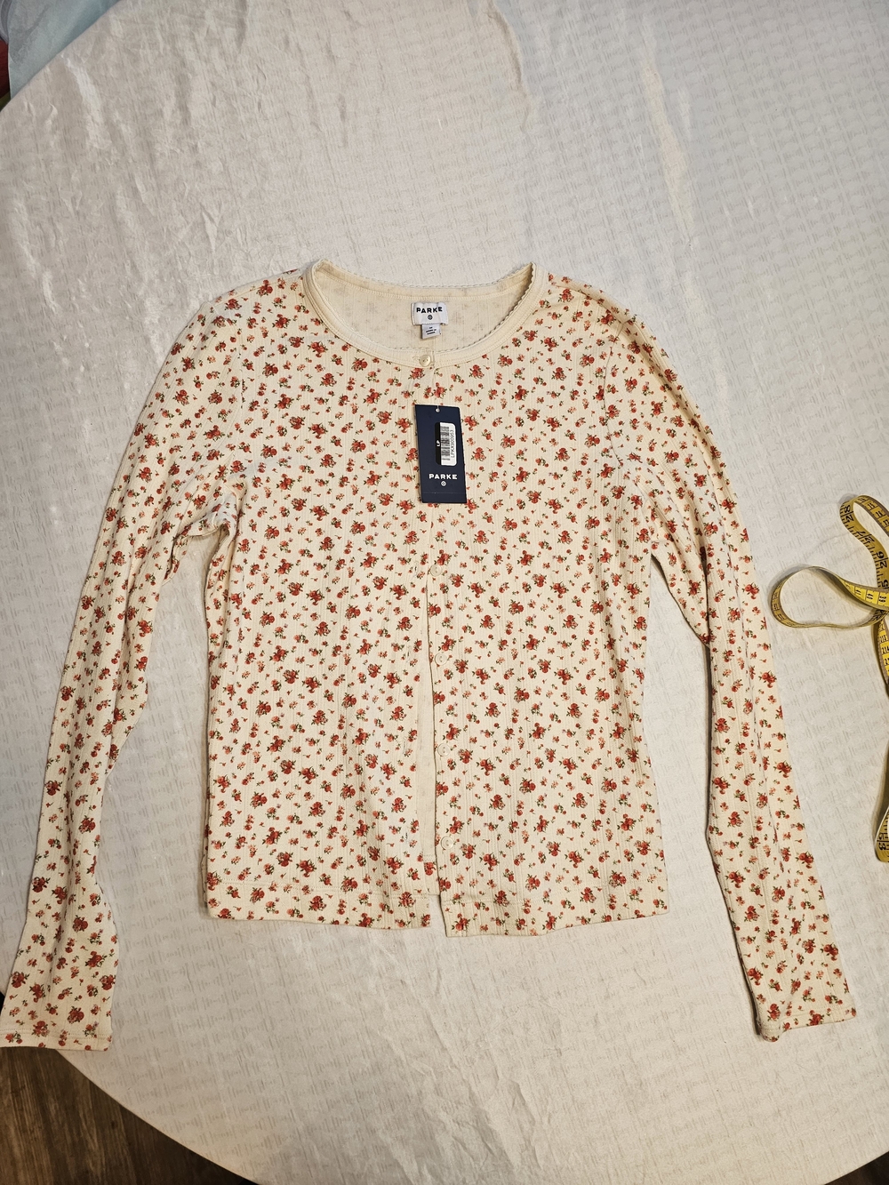 Parke x Target Floral Pointelle NWT Cream Red Cardigan